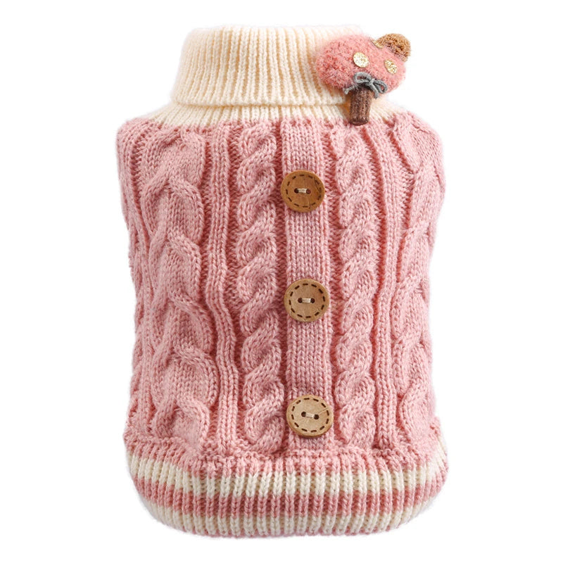 Luxury Designer Warm Winter Clothes for Pets Wool Knitting Floral New Year York Dog Sweaters Sphinx Cat Christmas Puppy Clothing