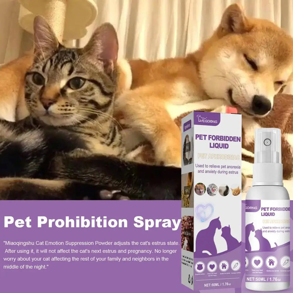 Pet Estrus Calming Spray Safe Healthy Calming Diffuser Cat Anti Anxiety Liquid Prevent Howling Soothe Mood For Calming Emotions