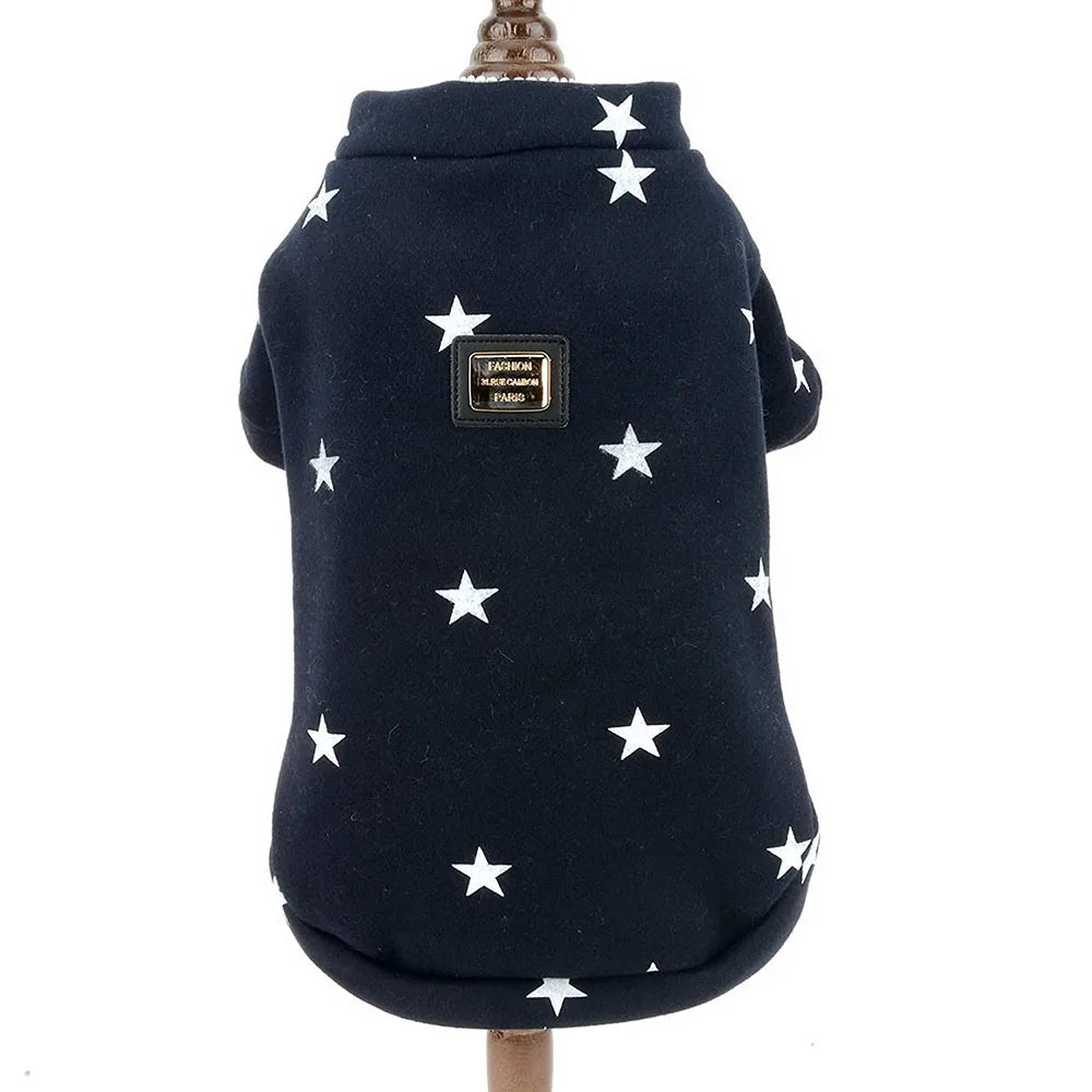 Fashion Star Pet Fleece Sweatshirt Sweater Jacket for Small Dogs Cats Crewneck Winter Coat Puppy Clothes for Poodle Shih Tzu Pug