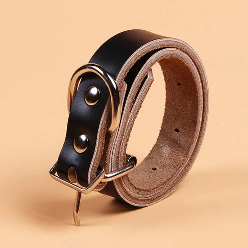 Adjustable Dog Collars Genuine Leather Pet Dog Collar Leash Lead For Small Medium Large Dogs Bulldog Pugs Beagle Dogs Supplies