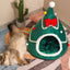 Christmas Hat Shape Creative Pet Bed Soft Plush Winter Semi-enclosed Cute Cat And Dog Bed Warm Comfortable 45cm Mini Bed Tent
