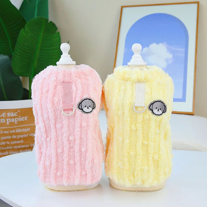 Winter Pet Clothes Warm Coral Fleece Dog Vest Pullover Jacket Puppy Dog Sweater with D Ring for Small Medium Dogs Cats Costume