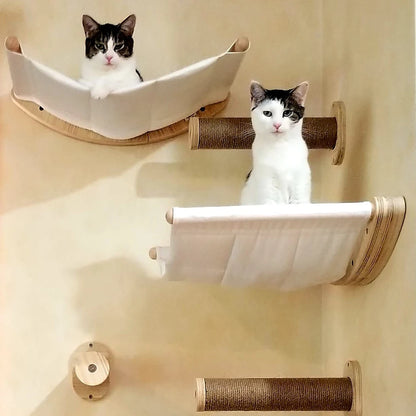 Wall-mounted Cat Climbing Frame Cat Tree Tower Climbing Ladder Hammock Cat Pedal Indoor Cat House Improve Cat Sense Of Security