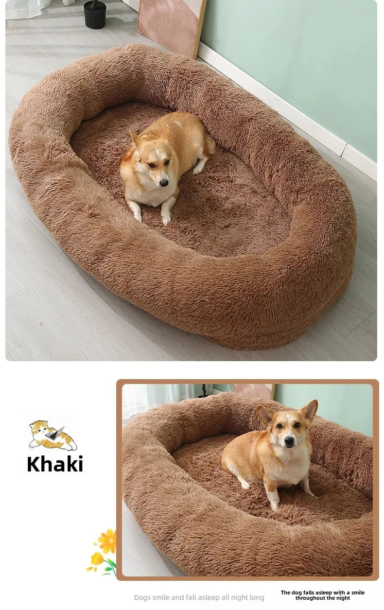 Large Kennel Pet Pad Human Dog Bed Winter Warm Pet Supplies Removable and Washable Sofa Lazy Can Sleep and Lie Down
