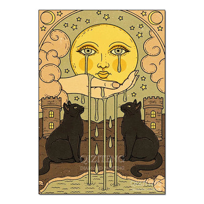 Tarot Cards Cat 5D Diamond Painting Cute Raccoon Full Diamond Cross Stitch Cartoon Animal Embroidery Mosaic Art Home Decoration