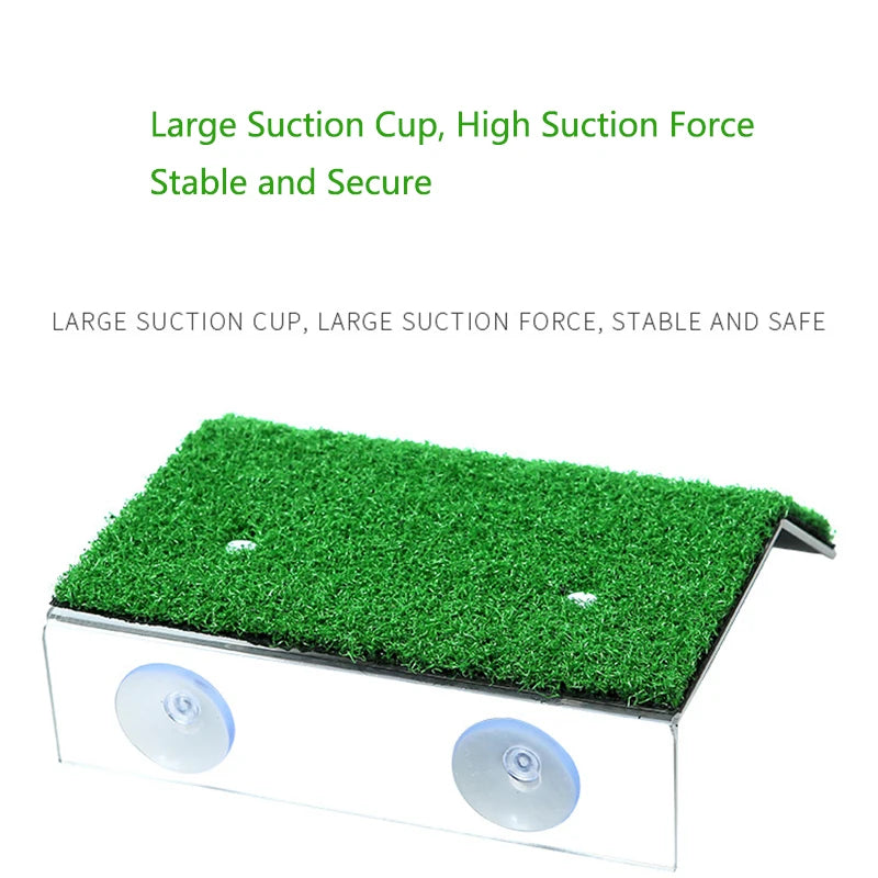 Simulated Lawn Aquarium Decoration Turtle Basking Platform Turtle Ladder Climbing Fish Tank Habitat Small Reptile Float Island