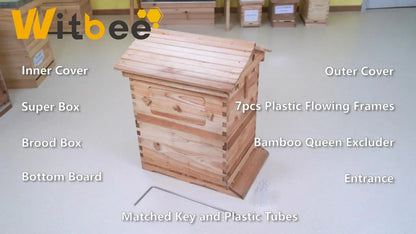 Beehive Automatic Obtain Honey Bee hive 7pcs Auto Super Frames Food-Grade Suitable Beekeeper Starter(Unassembled)