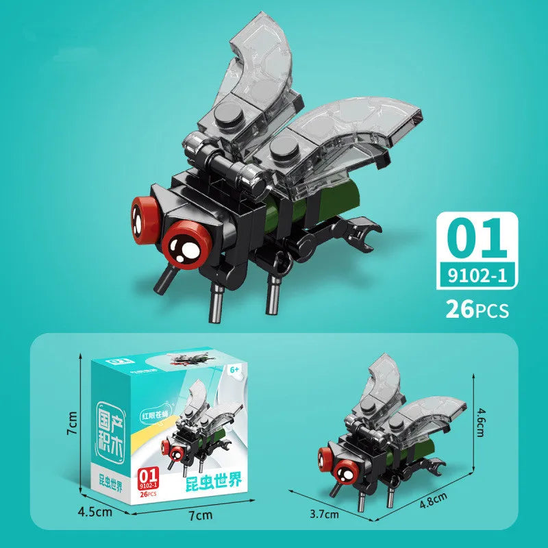 Insect World Animals Scorpion Mantis Ants Spider Birds Marine Animal Building Blocks Toys Desktop Ornaments Bricks Kids Gift