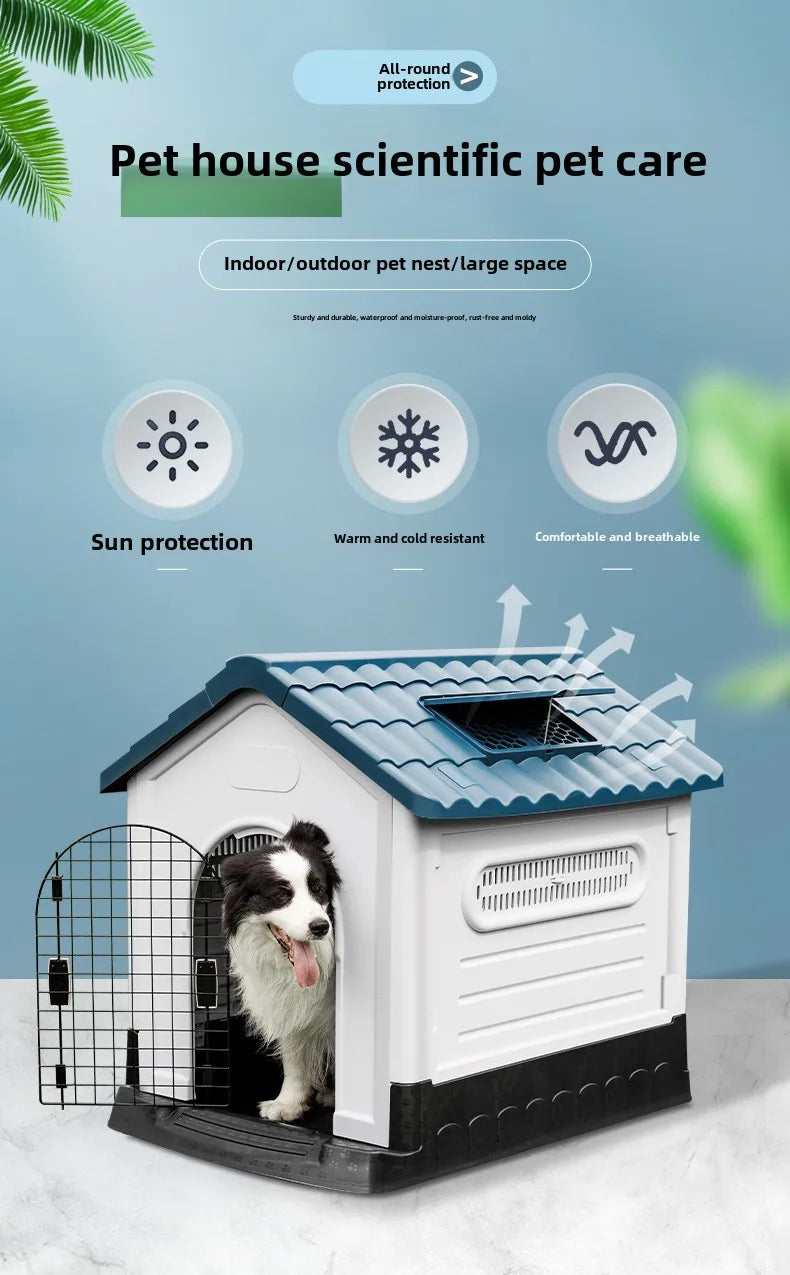 Outdoor Rainproof Pet Nest Four-season Universal with Toilet Plastic Kennel Sunscreen Dog Shed with Toilet with Toile