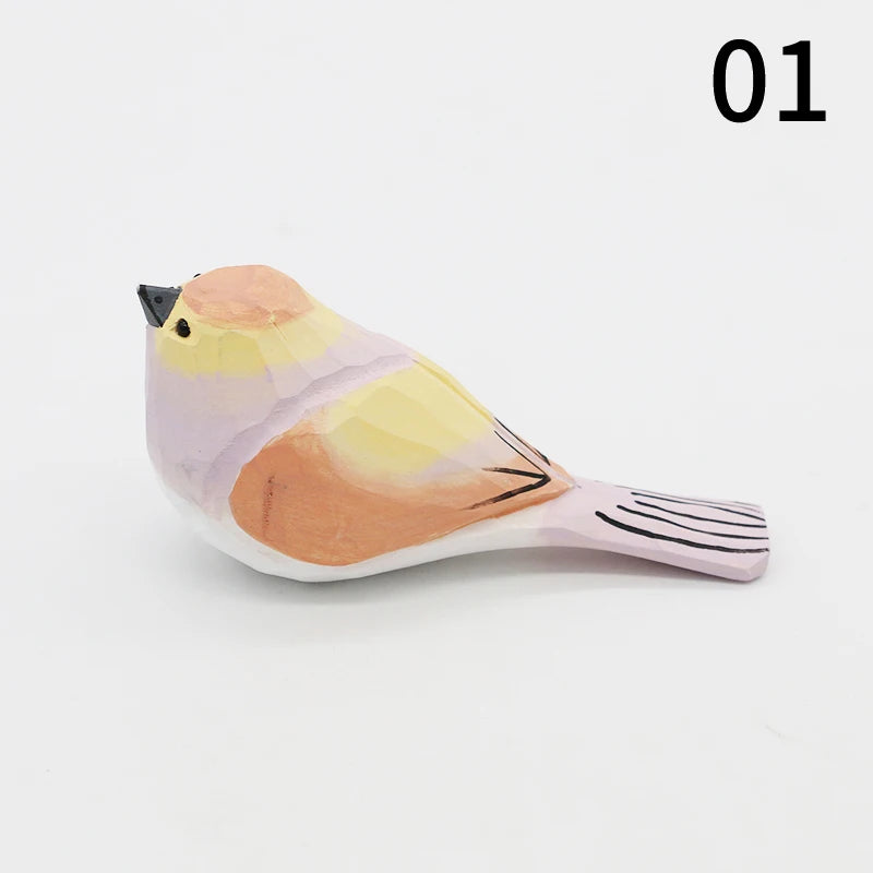 Wooden Bird Figurine Ornaments Handmade Carving Animals Miniature Crafts Art Decor Home Desktop Decoration Children Gifts