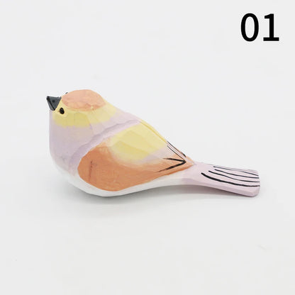 Wooden Bird Figurine Ornaments Handmade Carving Animals Miniature Crafts Art Decor Home Desktop Decoration Children Gifts