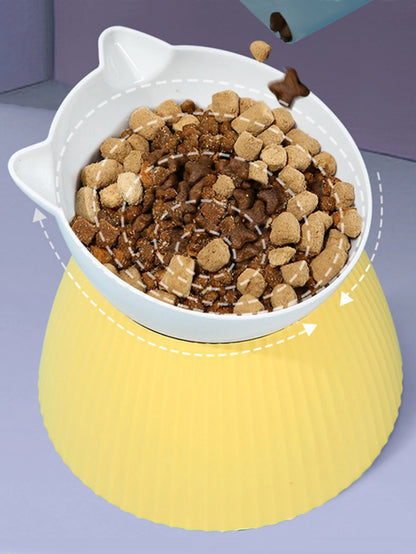 1pc Elevated Cat Bowls with Raised Stand,15 Tilted Cat Design Neck Guard Stand Pet Food Water Feeder Bowl for Cats Or Small Dogs