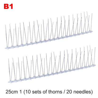 25/50cm Stainless Steel Bird Thorn Garden Orchard Fence Spikes Catcher Repeller Anti-Theft Pigeon Nails Plastic Base