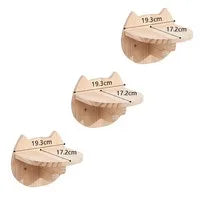 Wall Mounted Cat Climbing Wooden Shelves Cat Hammock Hanging Bed with Jumping Platform and Stairway for Kitten Playing and Rest