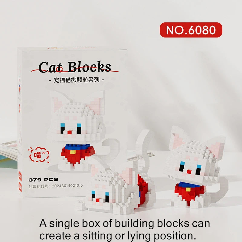 Cute Cat Meow Series Tiny Particle Orange Cat Building Blocks Ragdoll Silver Gradient Cow Building Block Toy