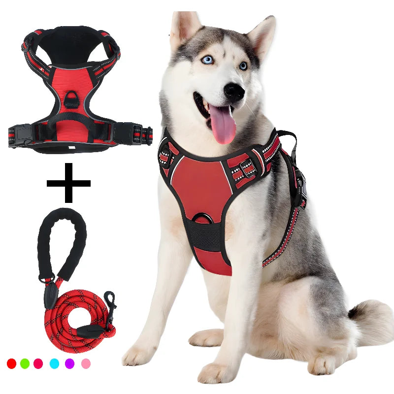 Pet dog chest back anti impact reflective vest style chest back large medium cat dog chest back traction rope set dog harness