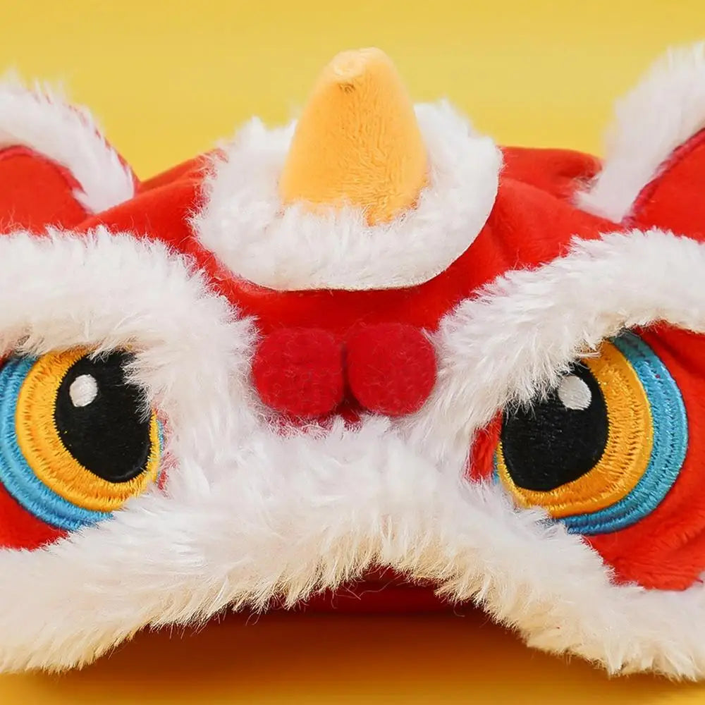Small Dog Hat Cute Cat Costumes Dance Lion Pet Cat Soft Warm Lion Dance Clothes Small Pet Headwear Pet lion dance hat