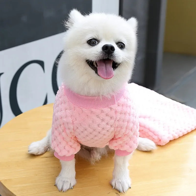 New Warm Fleece Pet Clothes Cute Print Coat Small Medium Dog Cat Shirt Jacket Teddy French Bulldog Chihuahua Winter Outfit