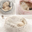 Plush Hooded Pet Bed Round Fluffy Soft Cat Bed Pet Cushion Warm Cat Dog 2 in 1 Sleeping Nest Cave for Small Dogs