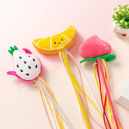 Cat Toy Cat Teaser Sticks Plastic Fruit Doll Cat Teaser Stick With Cat Mint Tassels Inside Self Hi Cat Toy