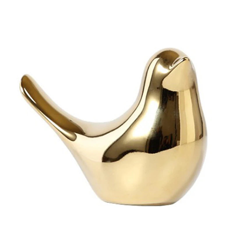 Gold Ceramic Bird Figurines Home Decoration Accessories Golden Bird Figures Fashion Wedding Ornaments Room Decor