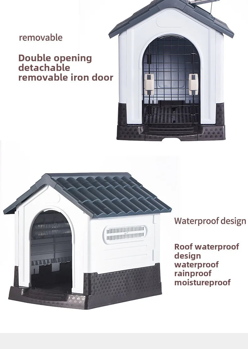 Outdoor Rainproof Pet Nest Four-season Universal with Toilet Plastic Kennel Sunscreen Dog Shed with Toilet with Toile