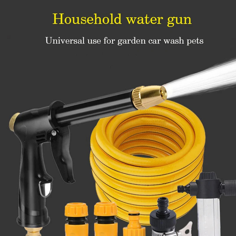 High pressure household garden car wash water gun hose telescopic watering pet cleaning shower nozzle divine tool set