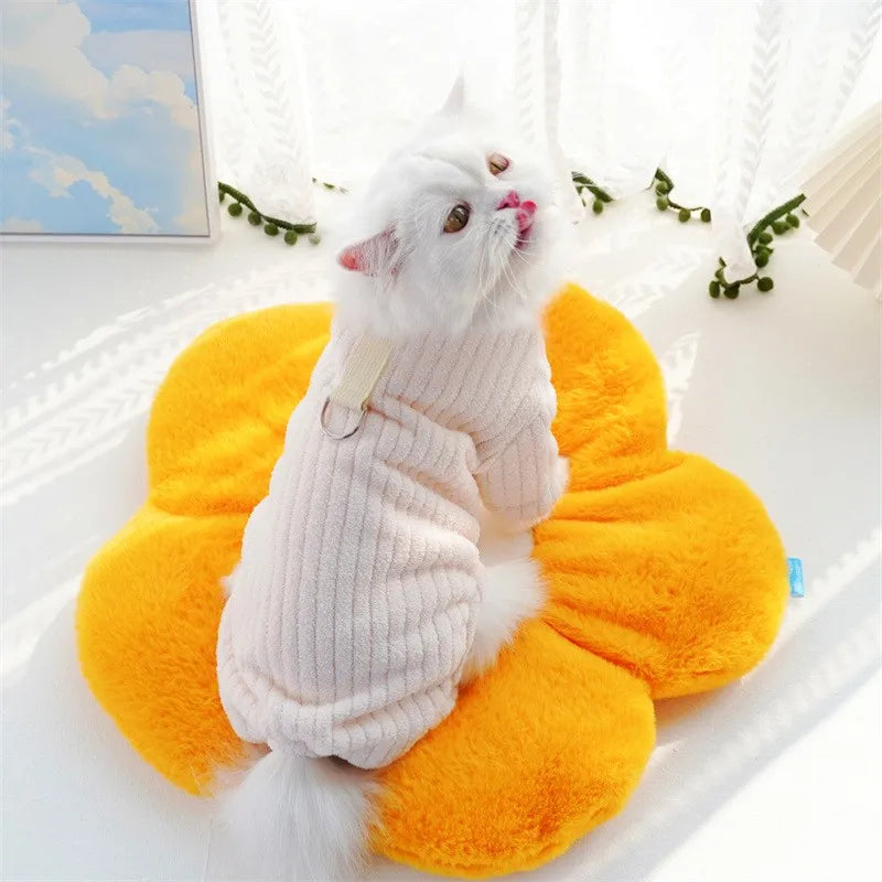 Winter Pet Clothes Dog Jumpsuit Fleece Dog Warm Coat Solid Soft Puppy Sweatshirt Chihuahua French Bulldog Costume Dog Pajamas