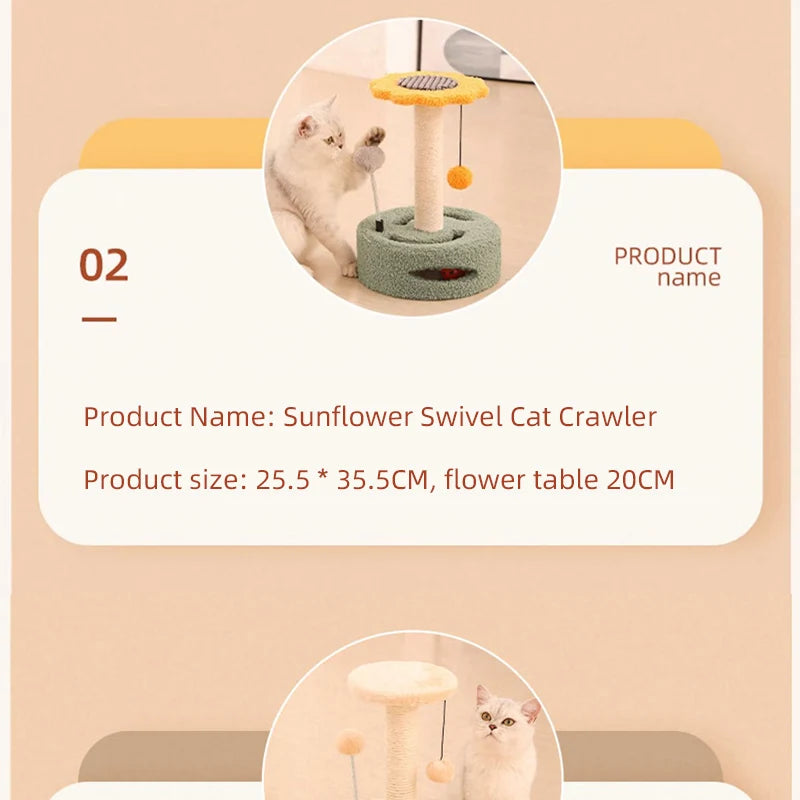 HOOPET Cat Climbing Frame Small Sisal Teasing Pet Toys Scratching Board Claw Grinding Cat Toys Carousel Type Cat Climbing Frame