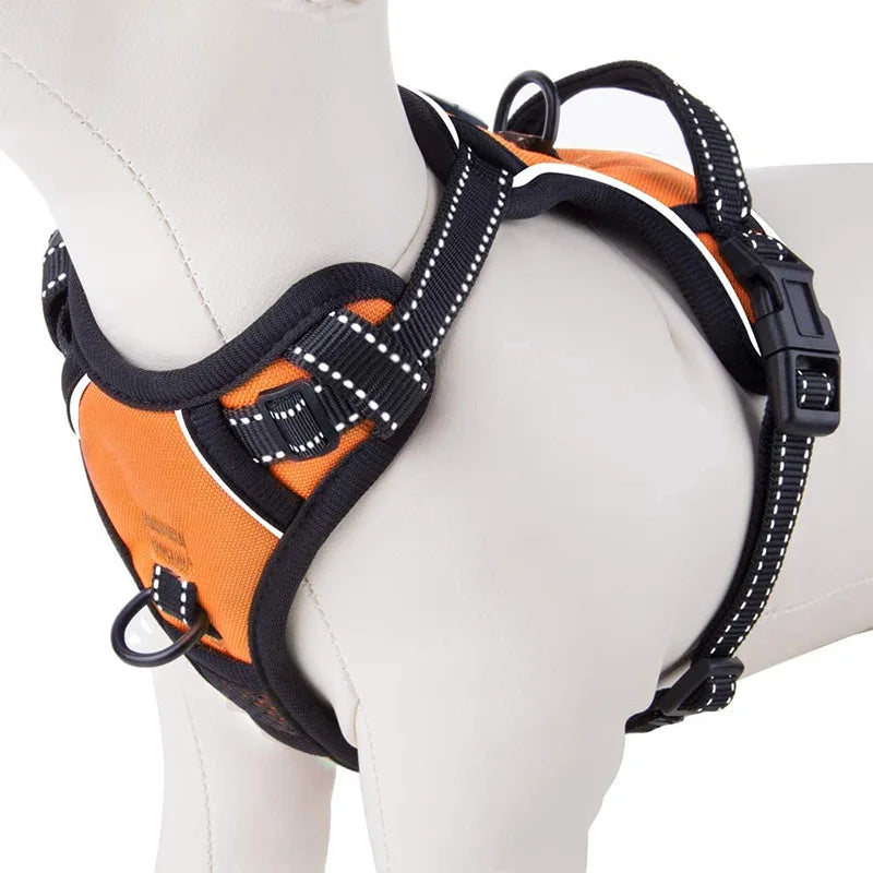 Pet Dog Harness for Medium Large Dogs, Adjustable Reflective No-Choke Padded Pet Vest Harness with  Front Clip Control Handle