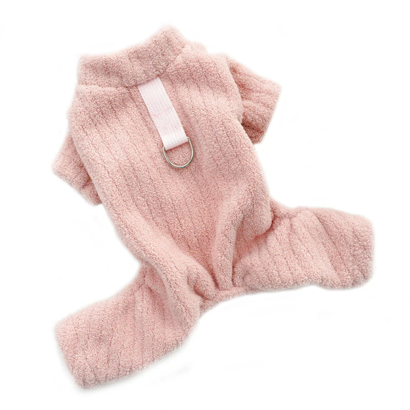 Winter Dog Jumpsuit Solid Pet Clothes for Small Medium Dogs Thermal Fleece Dog Pajamas Onesie Sleepingwear Puppy Overalls
