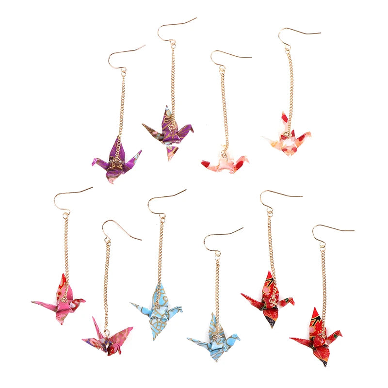 Kranich Earrings Origami Miniblings Bird Cranes Faltkunst Senbazuru Paper
