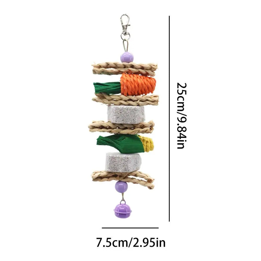 Bird Chew Toys Parrot Teething Toy Cuttlefish Bone Chewing Toys Braided Carrots Molar Stone Cultivate Foraging Instincts Molar