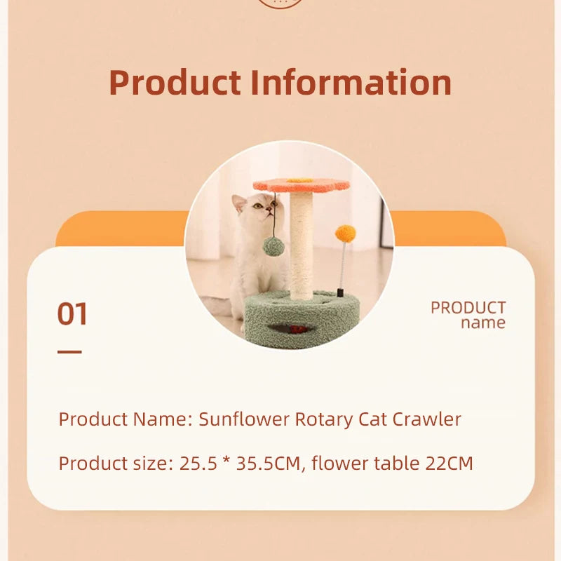 HOOPET Cat Climbing Frame Small Sisal Teasing Pet Toys Scratching Board Claw Grinding Cat Toys Carousel Type Cat Climbing Frame