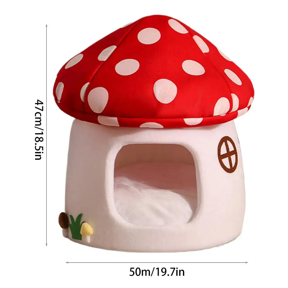 Pet  Warm Bed Cave Nest Mushroom Shape Cat Winter Tent Warming Puppy House Cozy Kitten Sleeping Tent Cave Beds For Small Pets