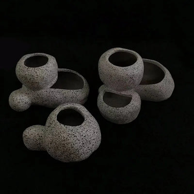Ceramic Aquarium Decor Rock Cave Stone Decoration Fish Tank Breeding Housing Shelter Ornament Planting Cup Decorations Filter