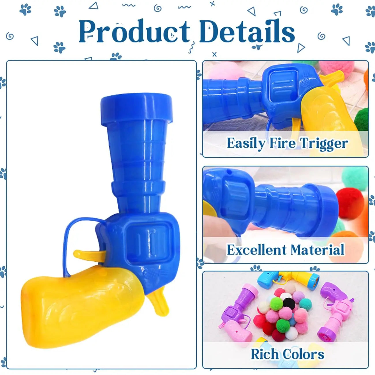 Cat Plush Ball Shooting Gun Silent Toy Interactive Relief Self Hi Fun Micro Elastic Static Sticking Fur Set Color Random