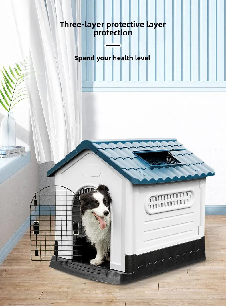 Plastic Kennel Four-season Universal Sunscreen Dog Shed Large, Medium and Small Dogs Outdoor Rainproof Pet Nest with Toilet Dog