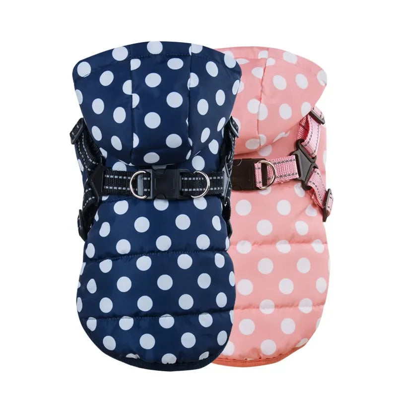 Winter Reflective Large Pet Dog Jacket With Harness Warm Clothes For Labrador Waterproof Coat Chihuahua French Bulldog Outfits