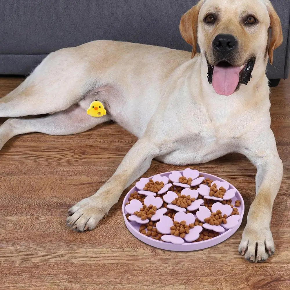 Lick Mat For Dogs Suction Dog Butter Lick Pad Raised Flower Design Dog Puzzle Bowl For Boredom Relief Floor Or Wall Treats