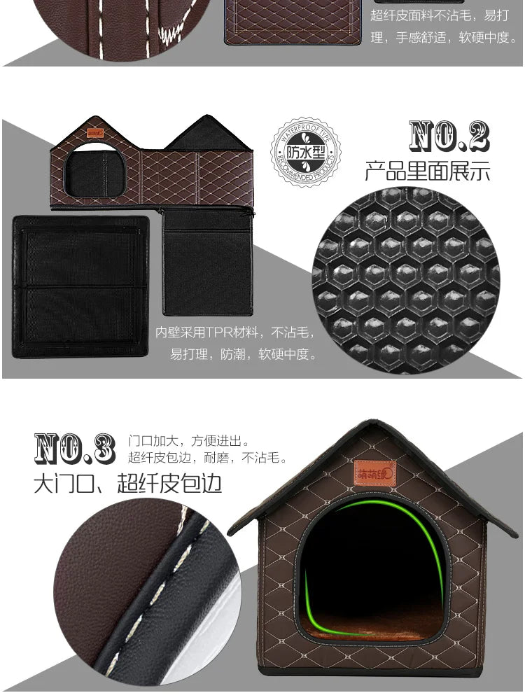 Kennel Winter Warm Waterproof Removable Washable Closed House Kennel Villa Small Dog Corgi Law 11 Pet Nest