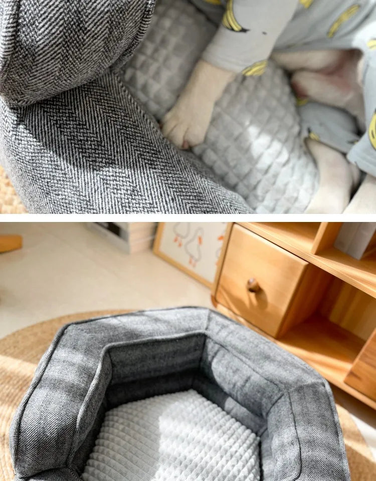 Deep sleep hexagonal dog sofa French fighting kennel dog bed fully removable and washable pet bed thick warm dog cushion
