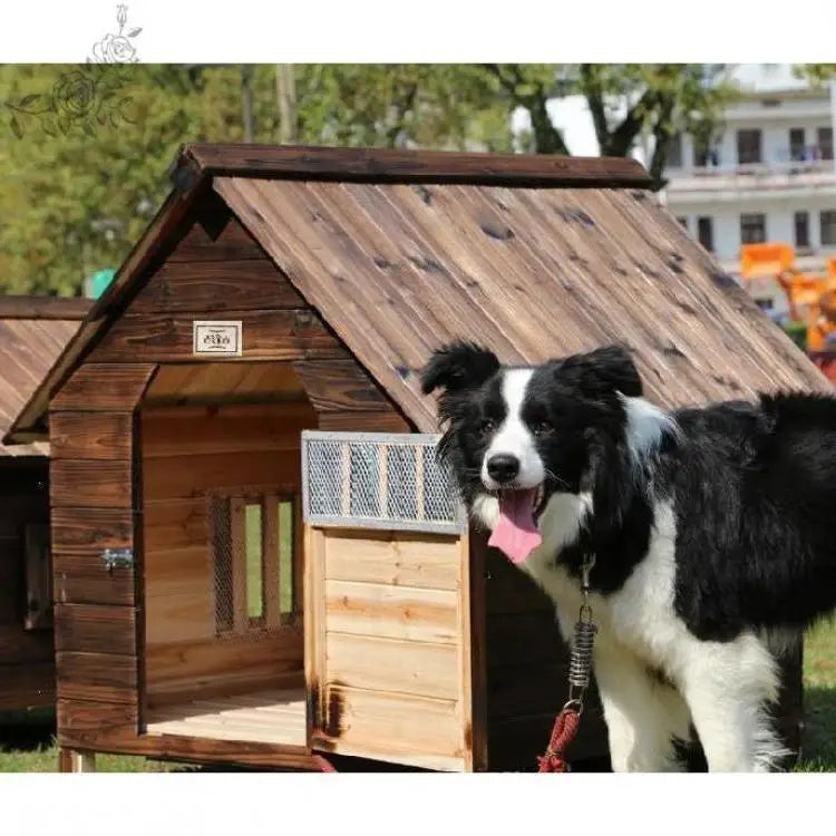 Outdoor Kennel Warm Small Stable Puppy Dog Pet Nest Bed Corgi Waterproof Cover Wooden House Solid Wood Golden Retriever