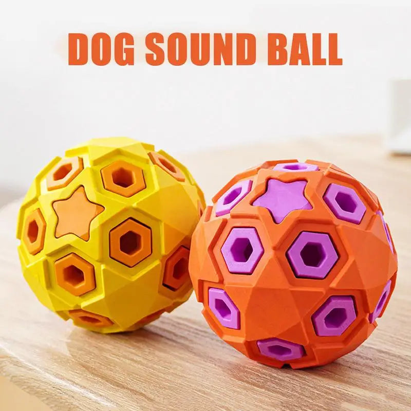 Pet Sound Toys Dog Toy Ball Rubber Hollowed Star Shape Squeaky Balls for Dogs Portable Bite Resistant Training Playing Supplies