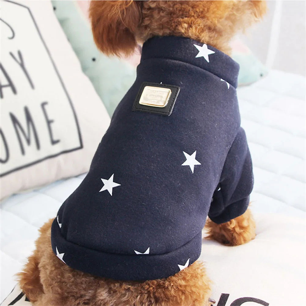 Fashion Star Pet Fleece Sweatshirt Sweater Jacket for Small Dogs Cats Crewneck Winter Coat Puppy Clothes for Poodle Shih Tzu Pug