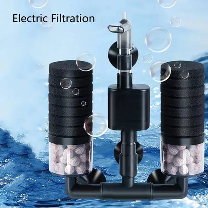 Black Aquarium Filter With Pump For Fish Tank Air Pump Skimmer Biochemical Sponge Filter Aquarium Bio Filters Filtro Aquario