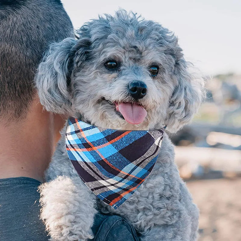 Plaid Cat Dog Bandana Pet Puppy Soft Cotton Bandanas Handkerchiefs Scarfs Triangular Bandages Accessories for Kittens Puppies