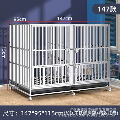 Stainless steel dog cage with partition mother and child cage square tube double cage large pet golden retriever ken