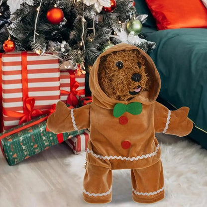 Cute Gingerbread Man Pet Costume Christmas Atmosphere Creative Puppy Hoodie Soft And Comfortable Cotton Kitten Clothes 30cm