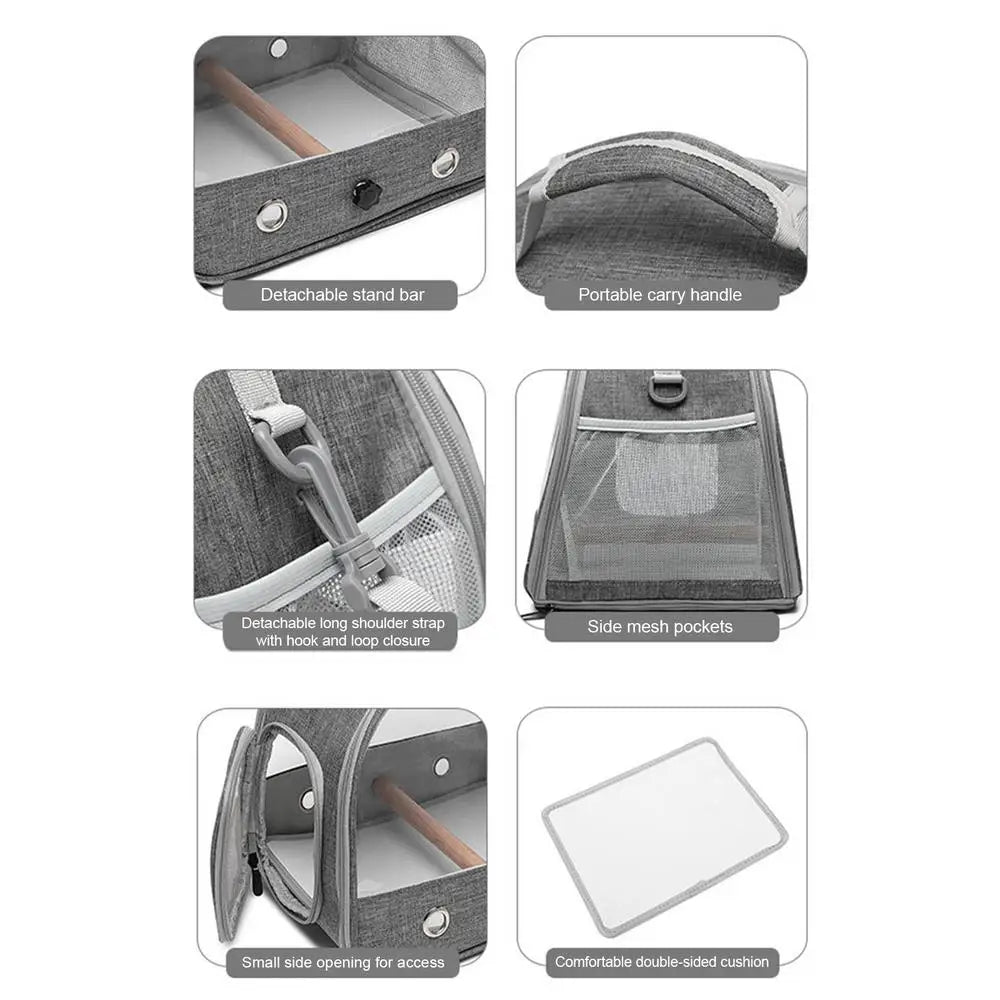 Bird Carrier Bag Travel Bird Backpack Cage Pet Transparent Travel Cage Organizer for Birds Small Pets Hamsters Rabbits Parrots